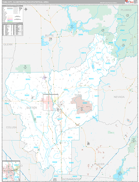 Yuba City Metro Area Wall Map